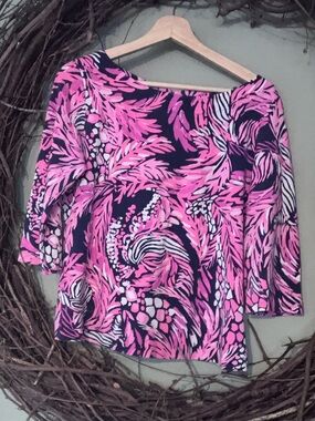 Lilly Pulitzer Women's Waverly A Jungle In Here 3/4 Sleeve Top Size Medium
